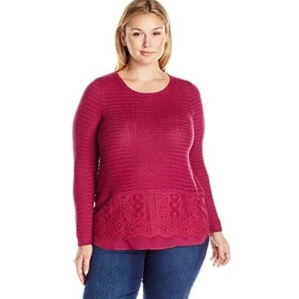 Lucky Brand Women's Fuchsia Crew Neck Sweater